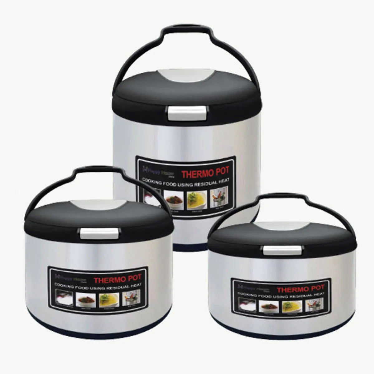 Happy House 3 PCS Hotpot Thermopot Set – Insulated Food Warmer Serving Pots for Kitchen & Dining