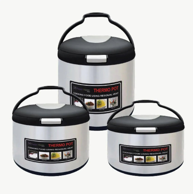 Happy House 3 PCS Hotpot Thermopot Set – Insulated Food Warmer Serving Pots for Kitchen & Dining