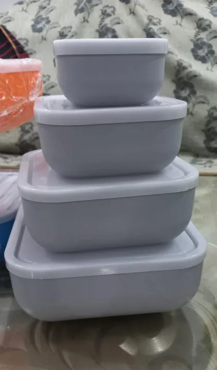 4-in-1 Square Bowl Set with Lid – Airtight Kitchen Storage Containers
