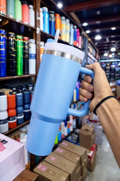 Premium 1.8L Stainless Steel Insulated Tumbler with Spout Lid & Straw – Large Capacity Thermal Water Bottle